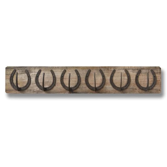 6 Horse Shoe Hooks On Dark Wood