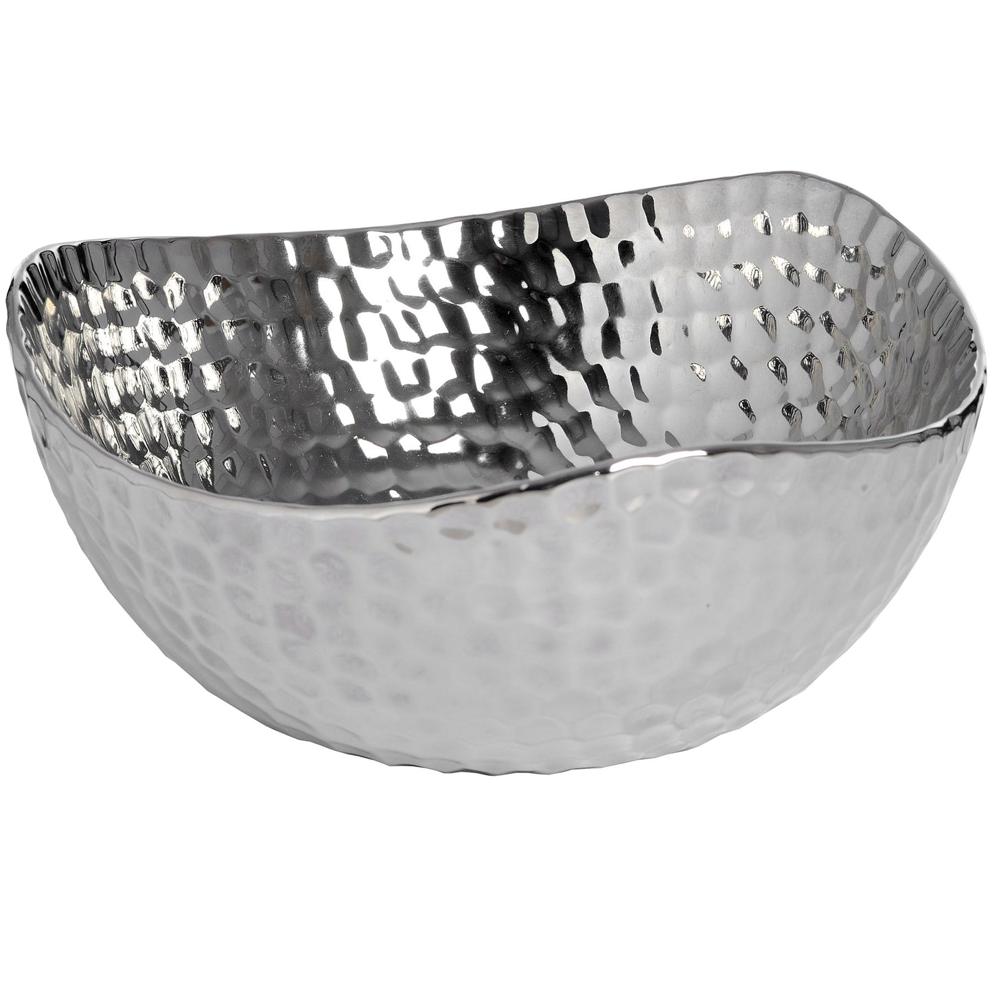 Silver Ceramic Dimple Effect Display Bowl