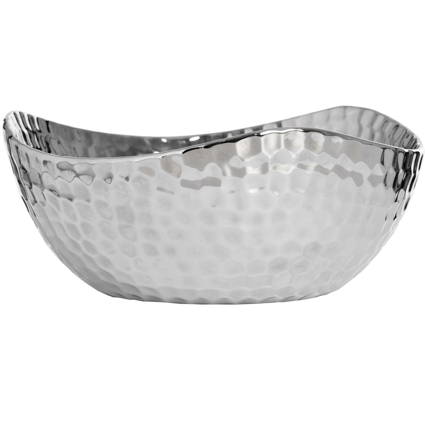 Silver Ceramic Dimple Effect Display Bowl