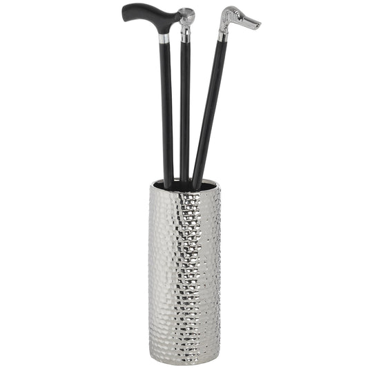 Silver Ceramic Umbrella Stand in Dimple Effect