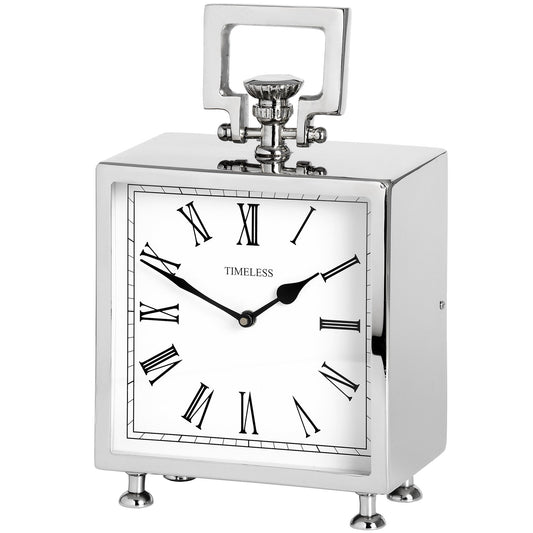 Square Nickel Table Clock