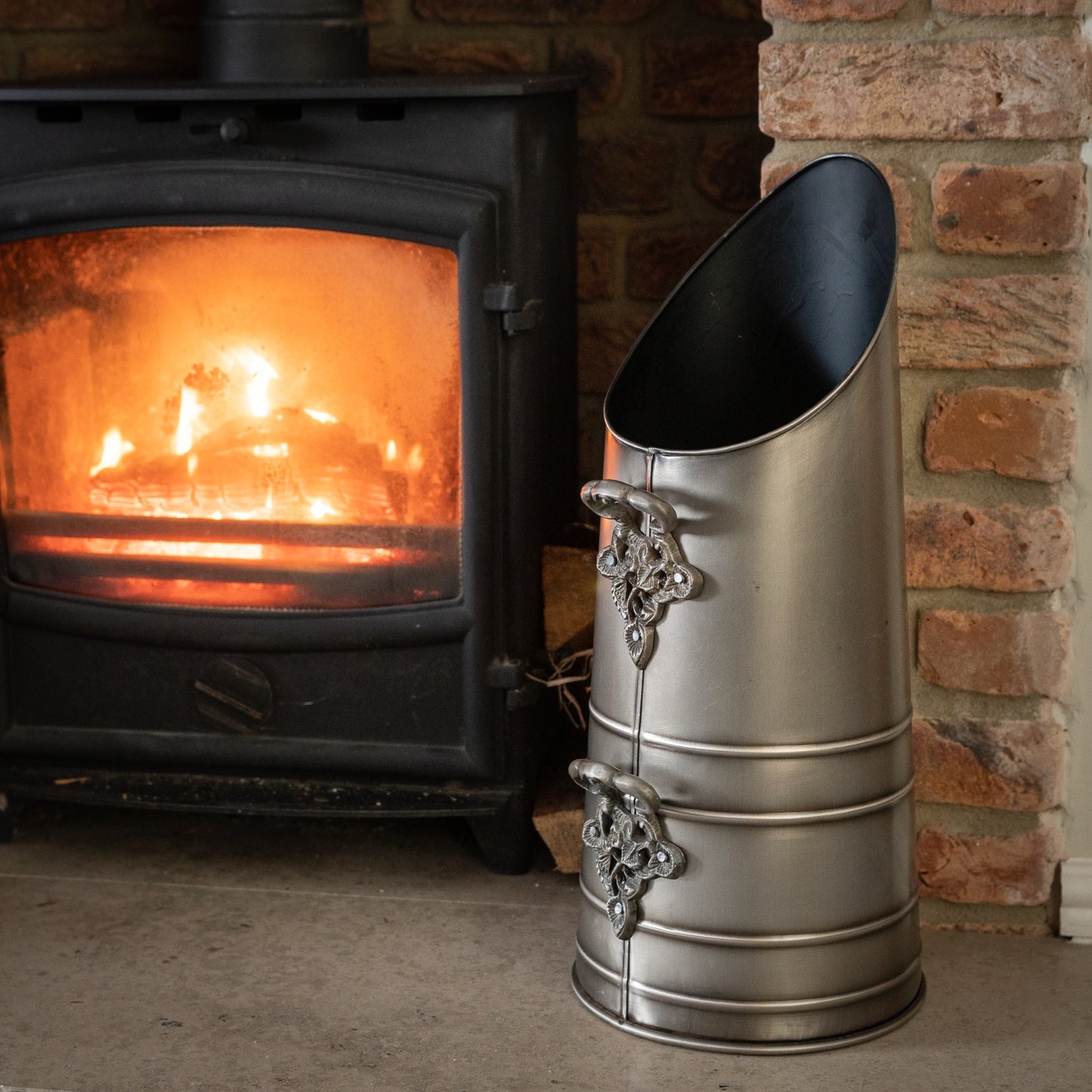 Coal Scuttle In Antique Pewter Finish