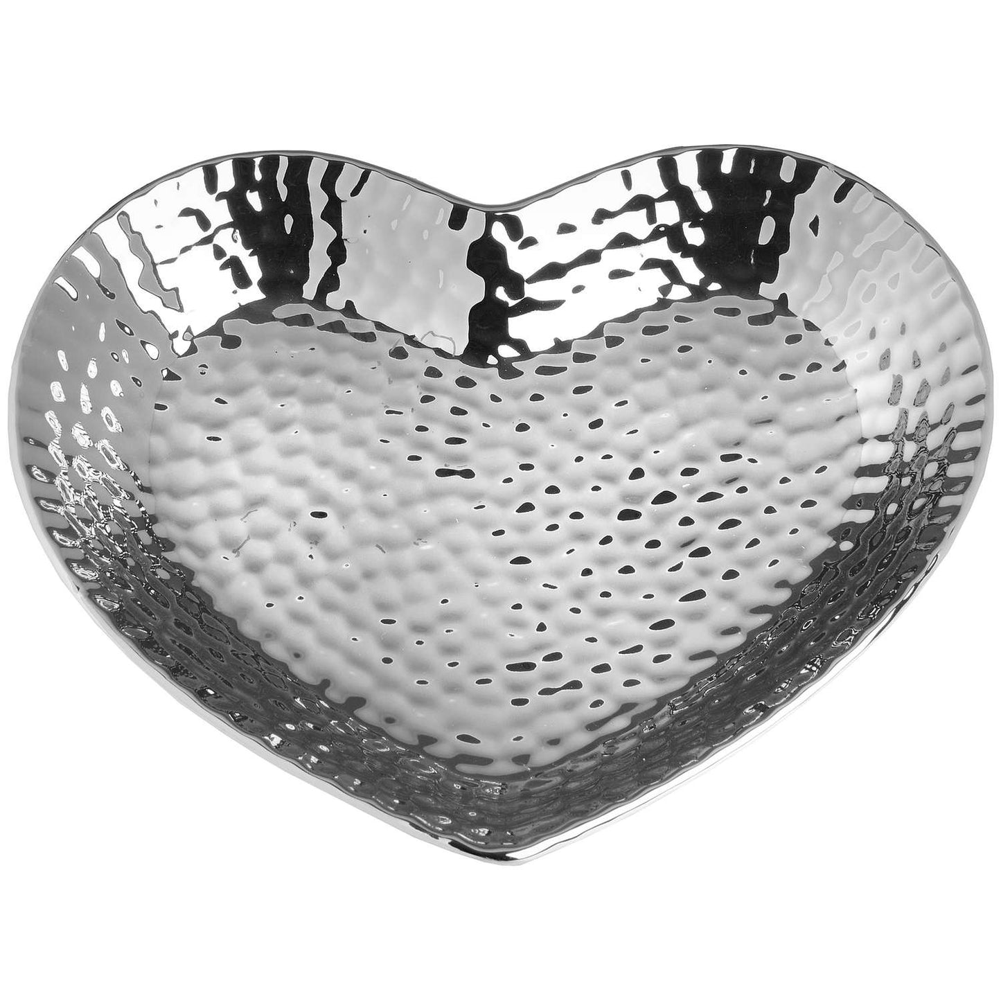 Silver Ceramic Dimple Effect Medium Heart