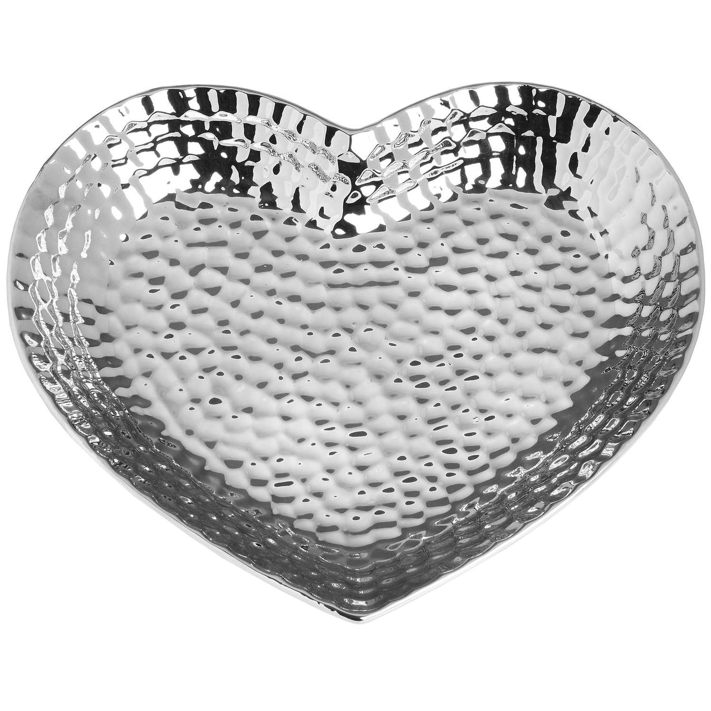 Silver Ceramic Dimple Effect Large Heart