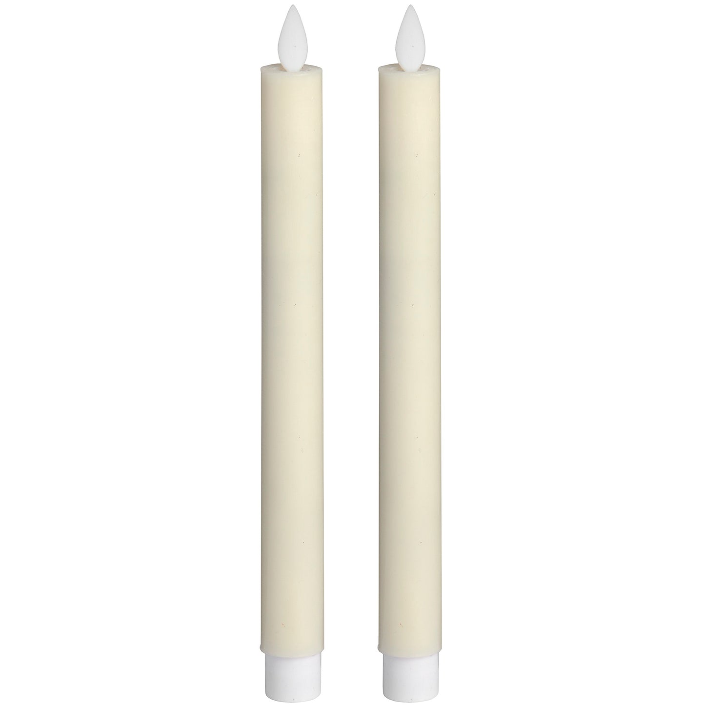 Pair Of Cream Luxe Flickering Flame LED Wax Dinner Candles