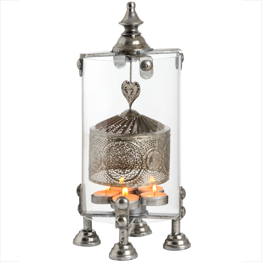 Antique Silver Heart Lantern Spinner