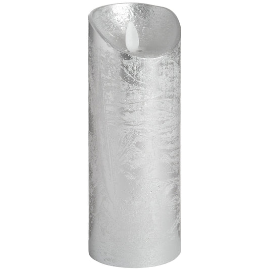 Luxe Collection 3 x 8 Silver Flickering Flame LED Wax Candle