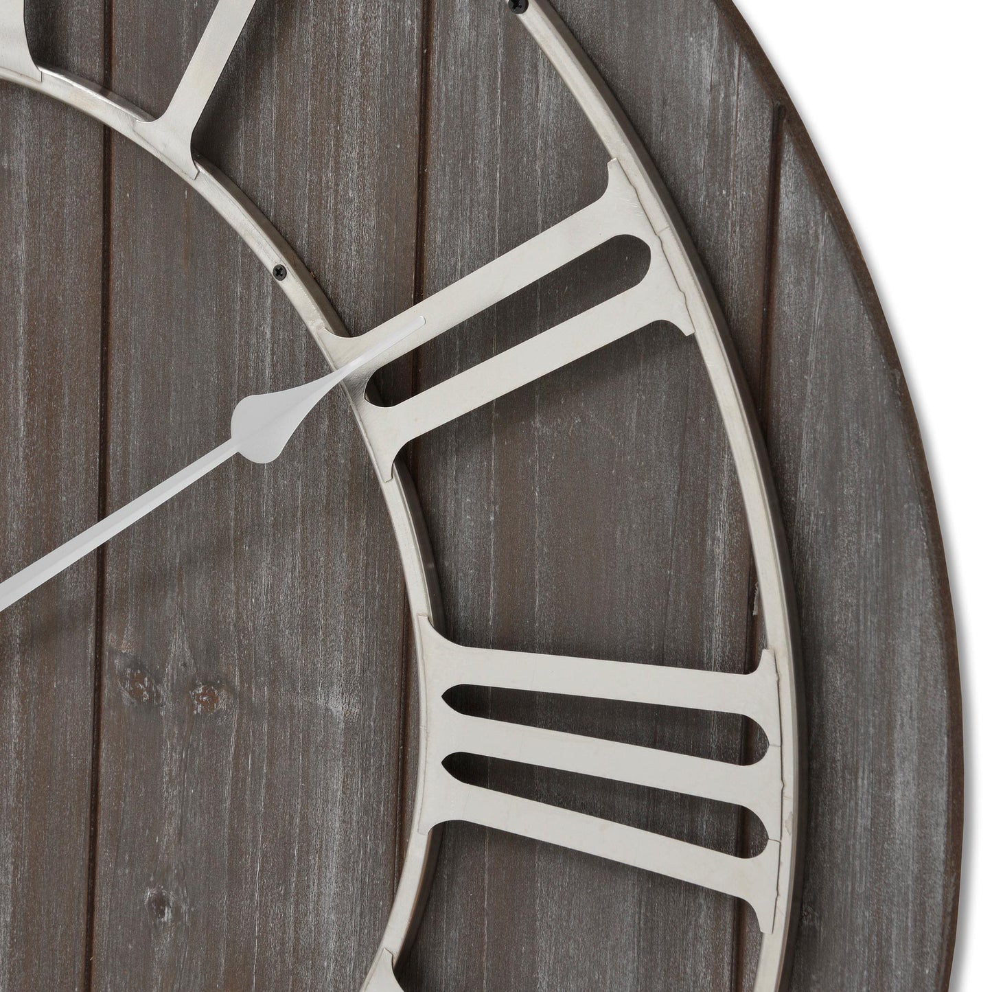 Wooden Clock With Contrasting Nickel Detail