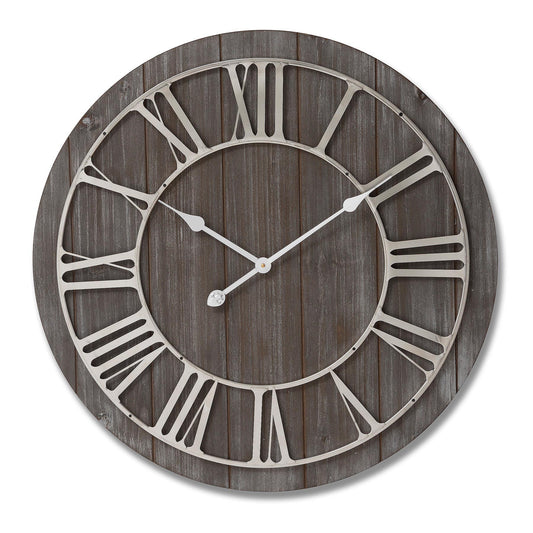 Wooden Clock With Contrasting Nickel Detail