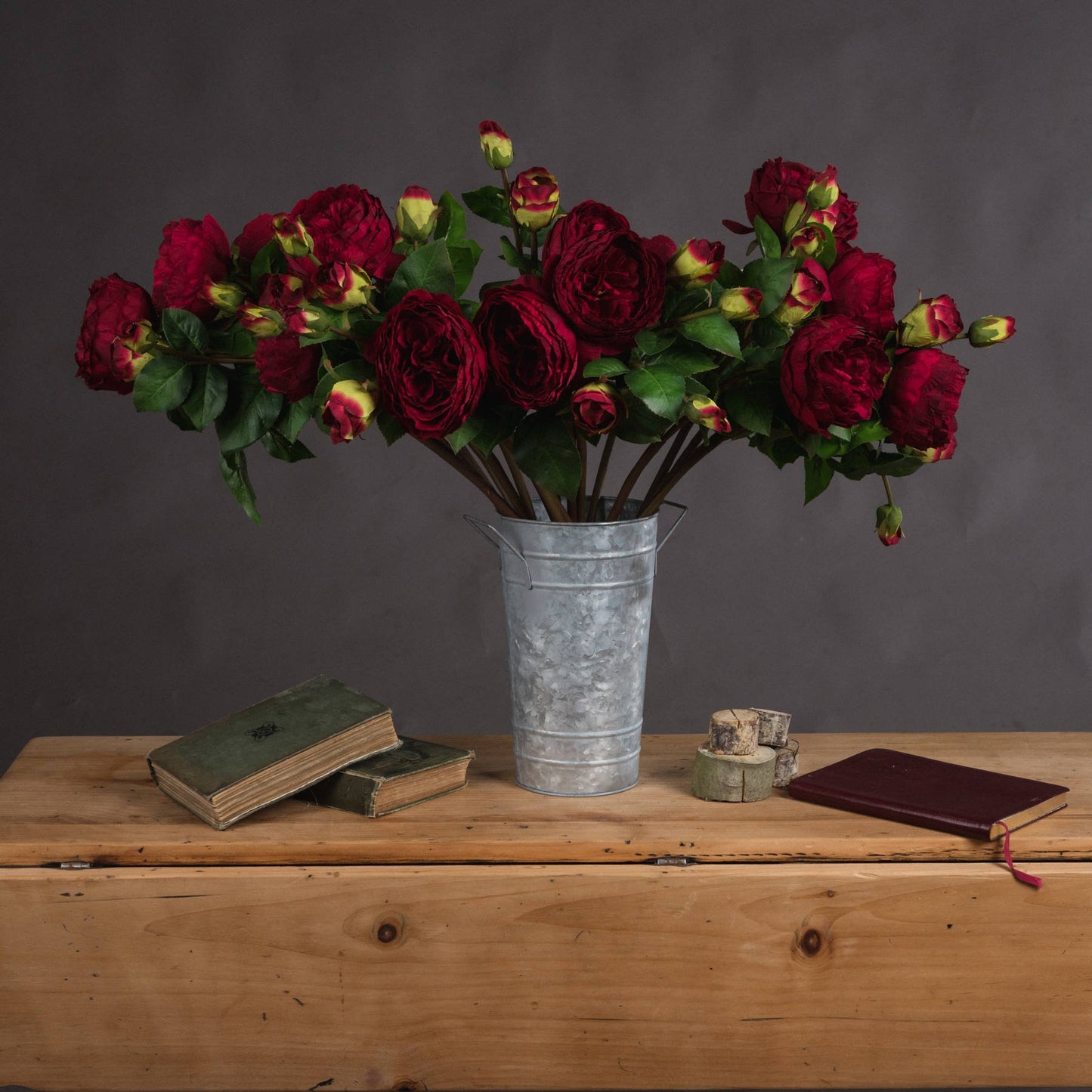 Deep Red Wedding Peony Rose Spray