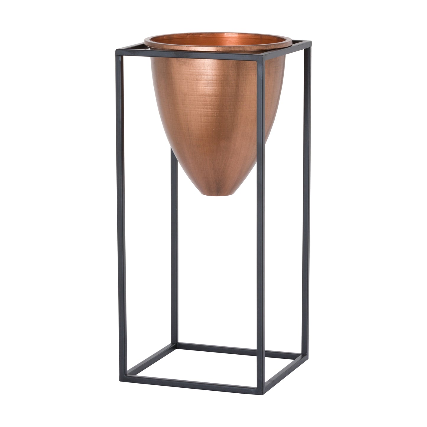 Large Copper Bullet Planter On Black Frame