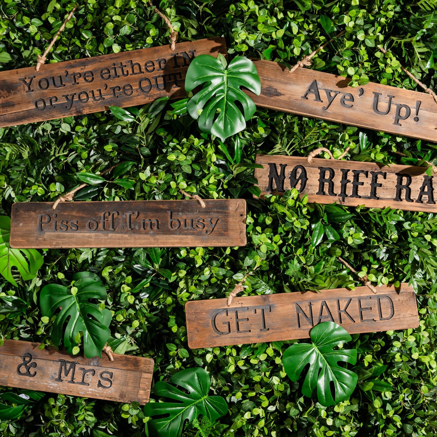 Aye' Up Rustic Wooden Message Plaque