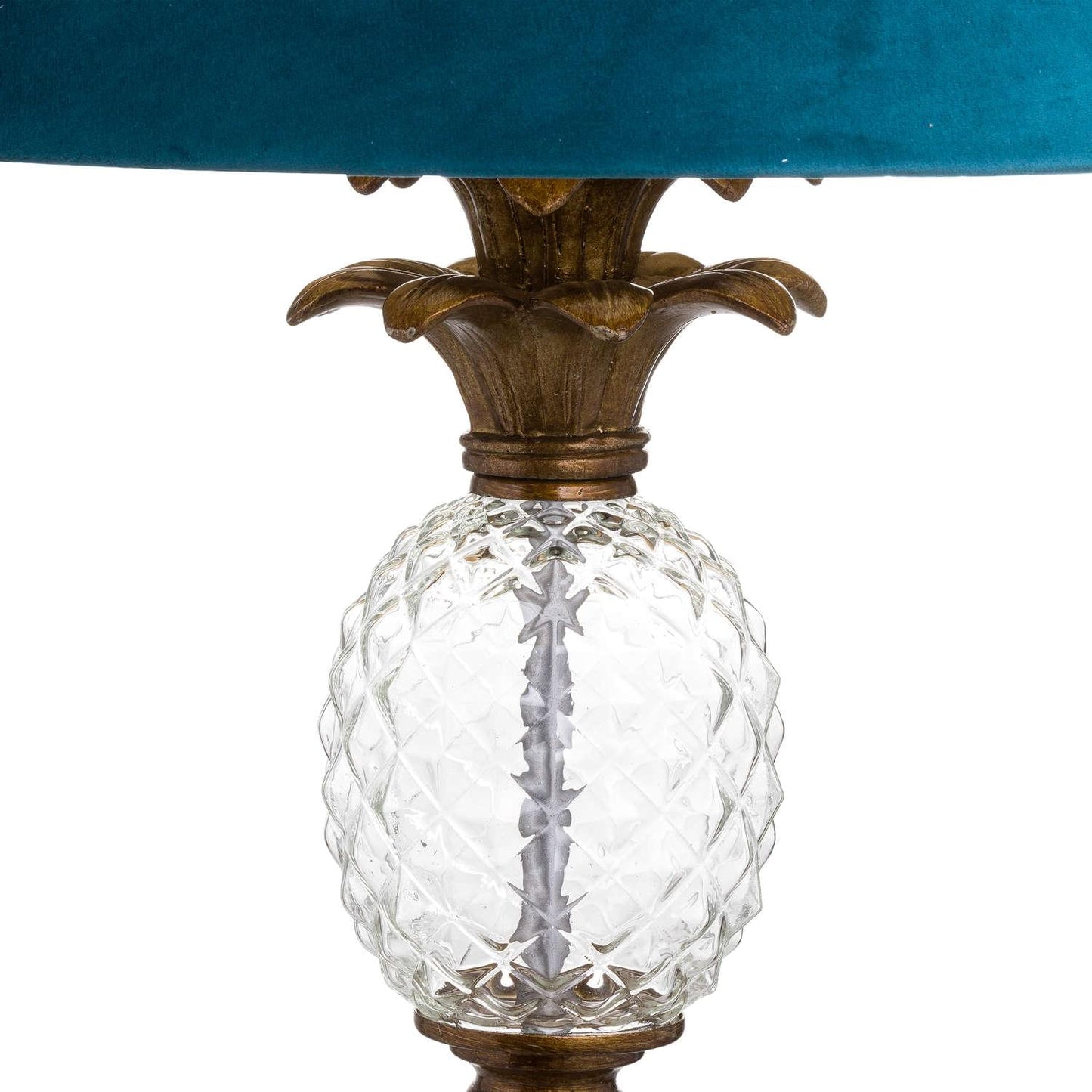 Ananas Glass Pineapple Floor Lamp With Teal Velvet Shade