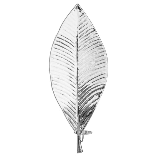 Large Silver Leaf Wall Hanging Candle Holder