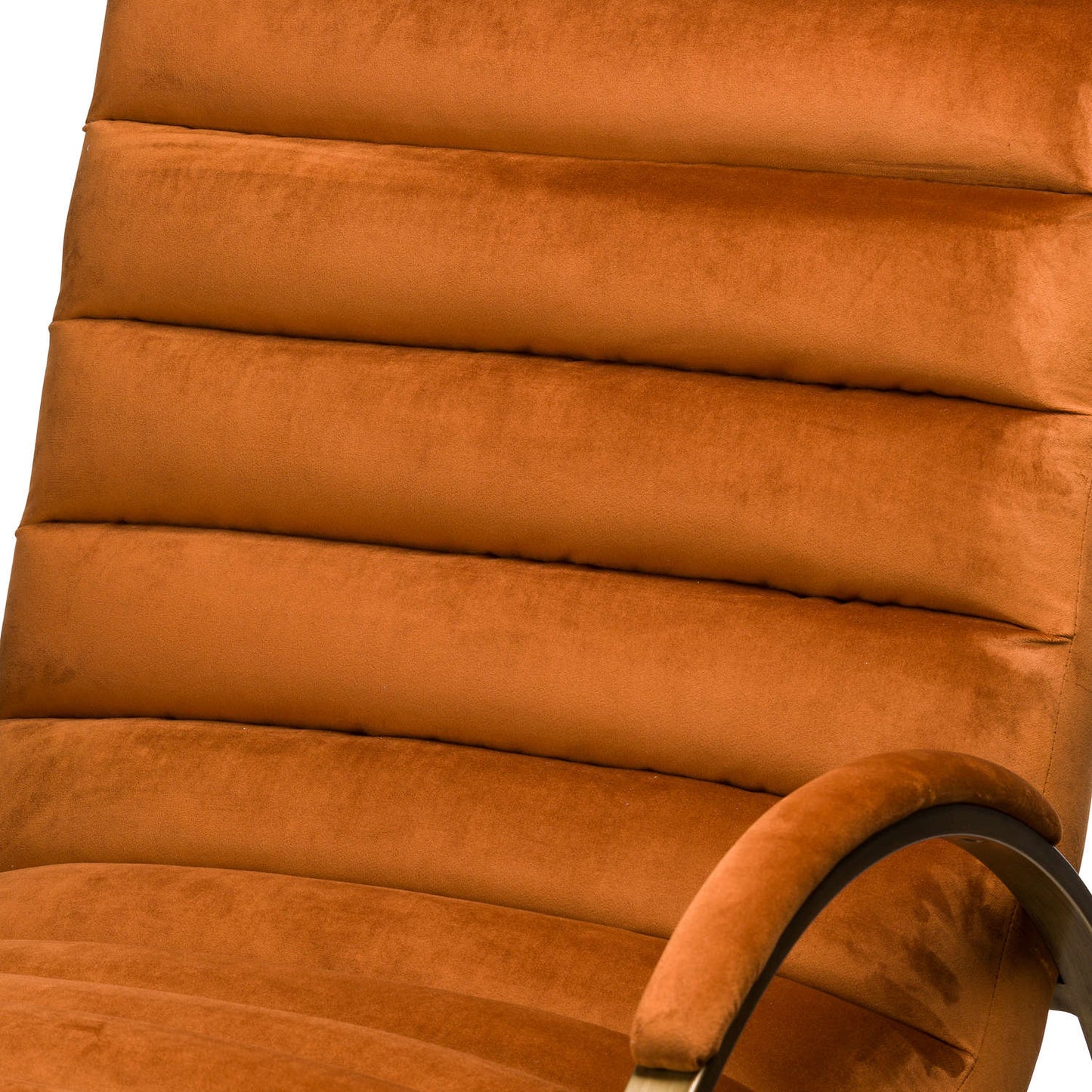 Burnt Orange And Brass Ribbed Ark Chair