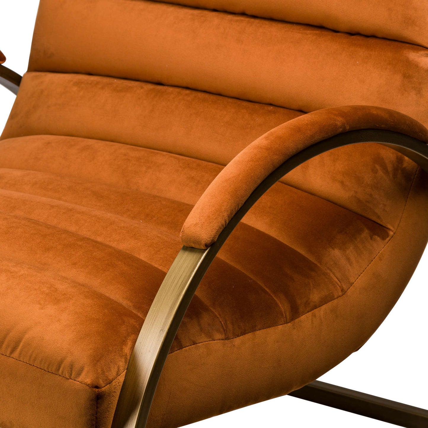 Burnt Orange And Brass Ribbed Ark Chair