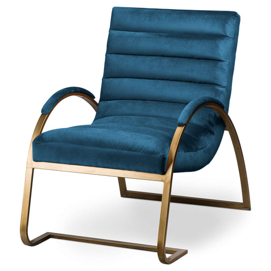 Navy And Brass Ribbed Ark Chair