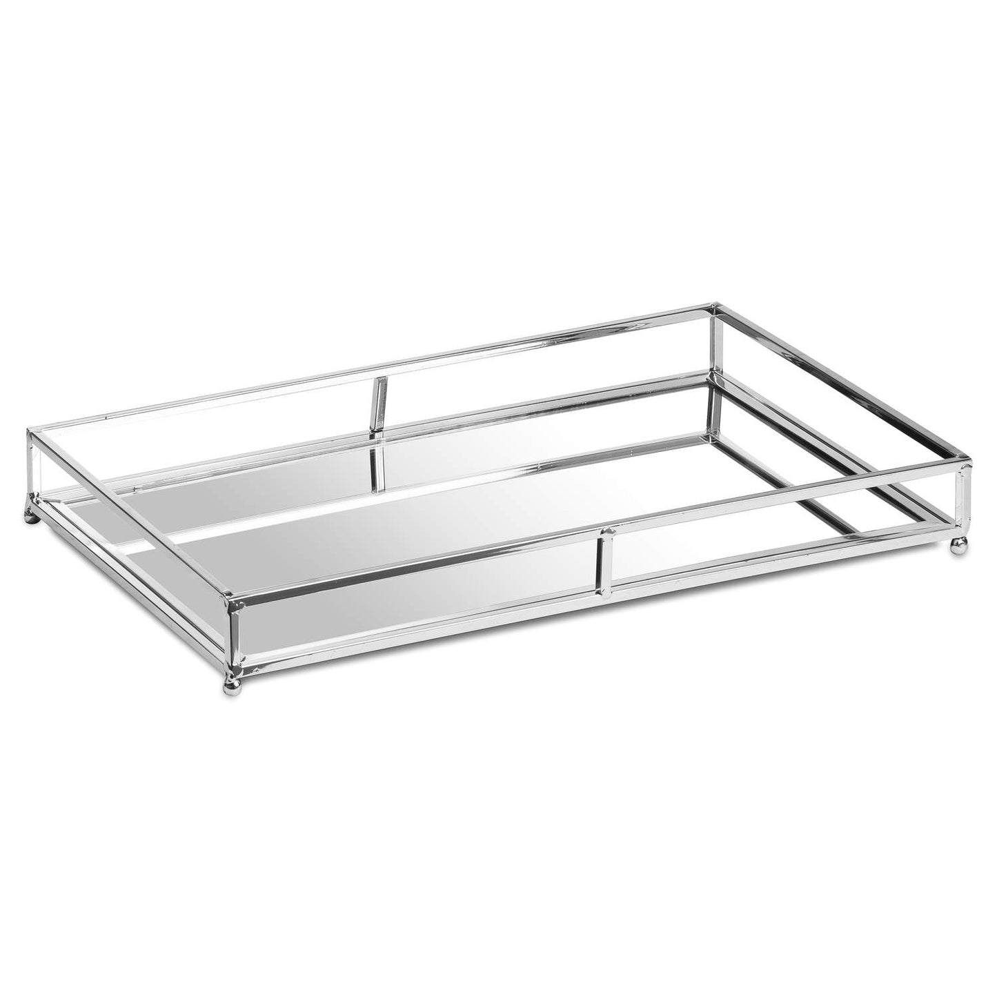 Set Of Two Rectangular Silver Bar Trays