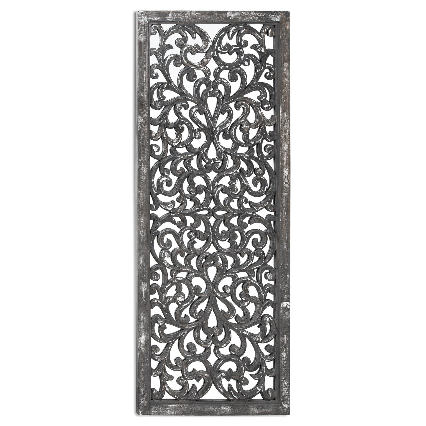 Louis Carved Antique Mettalic Lattice Mirror