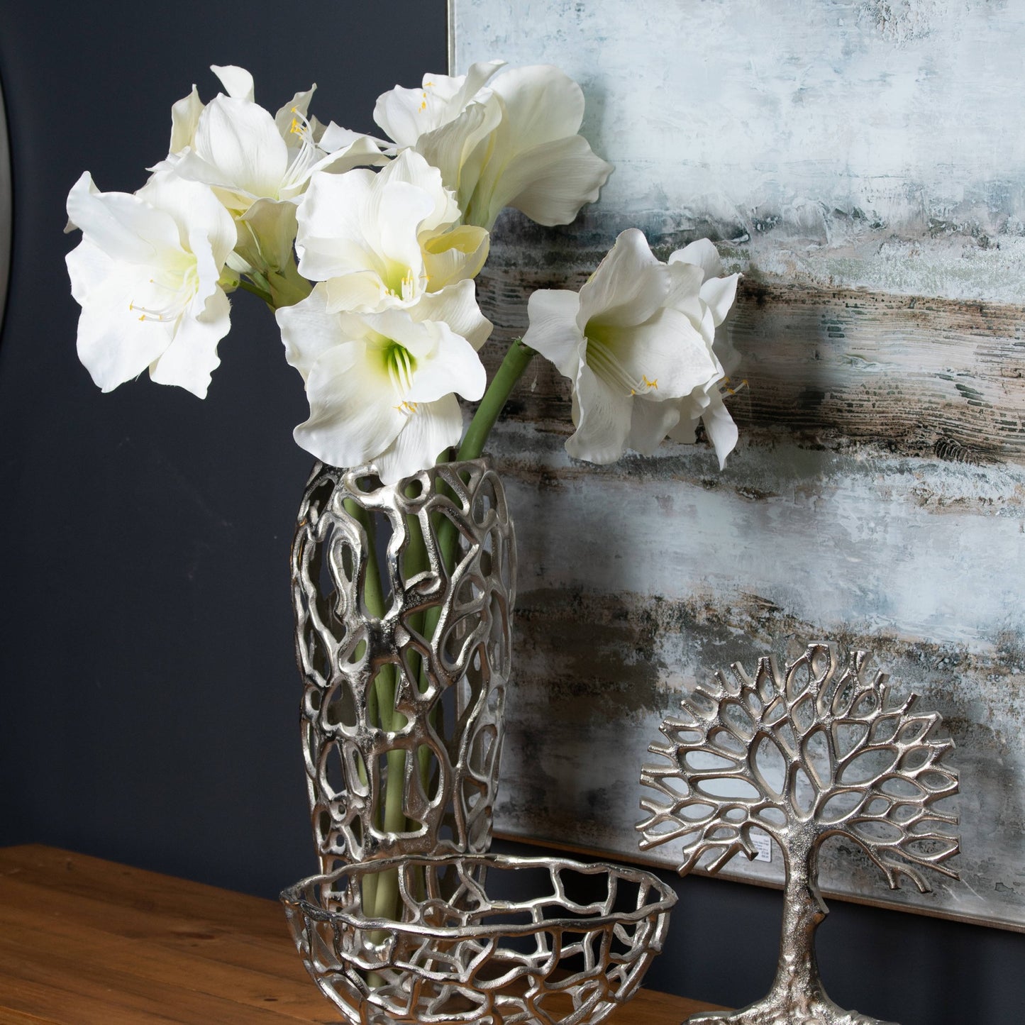 Ohlson Silver Perforated Coral Inspired Vase