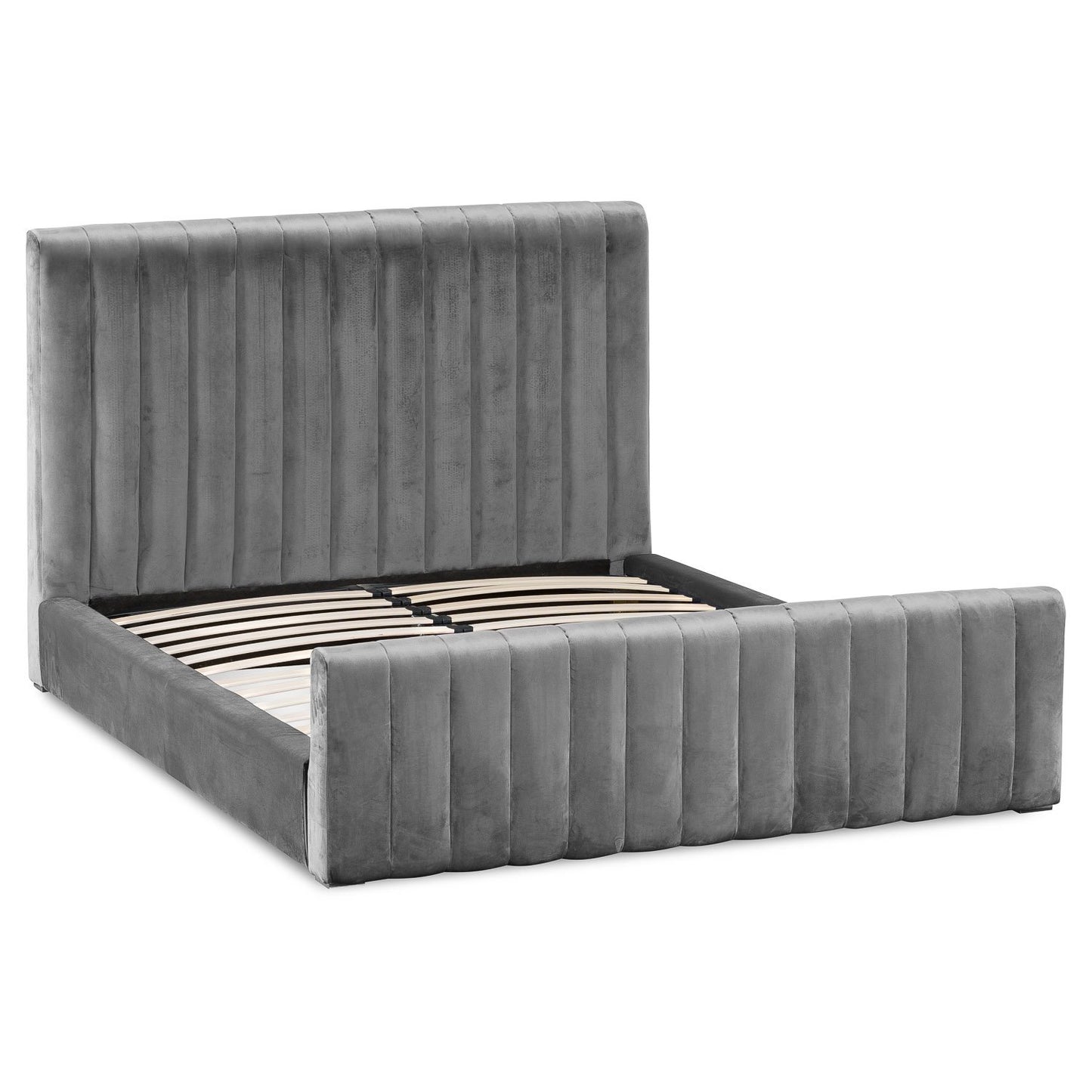 Emperor Grey Velvet King Size Bed