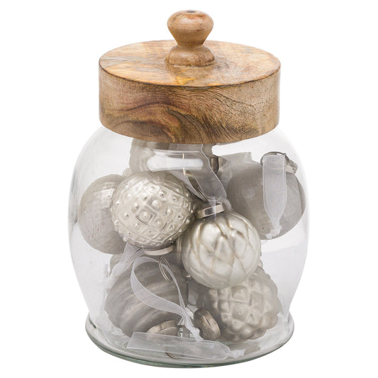 Set Of 12 Christmas Baubles In Display Jar