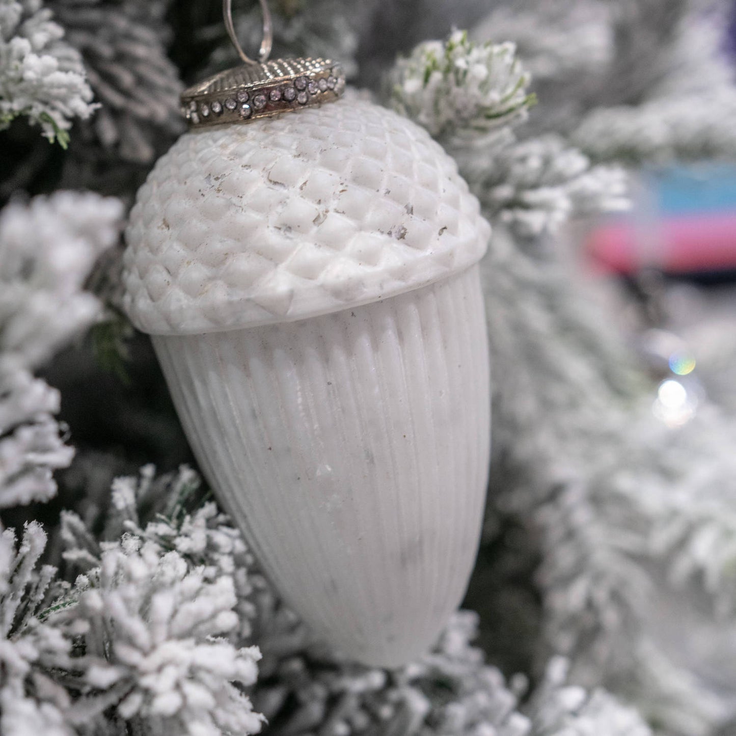 The Noel Collection Large White Hanging Acorn Decoration