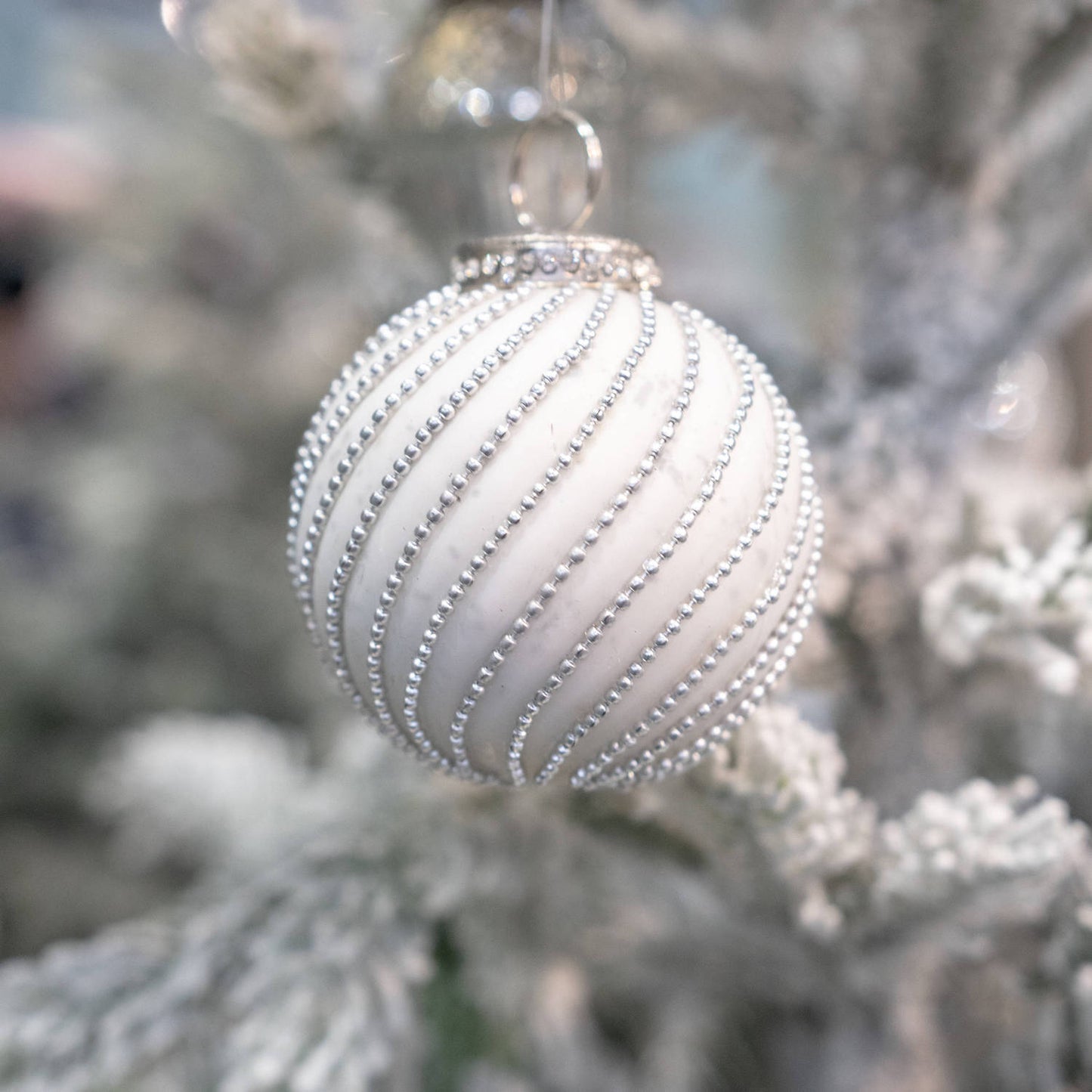 The Noel Collection White Jewel Swirl Large Bauble