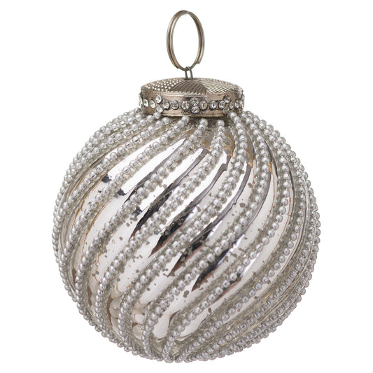 The Noel Collection Silver Jewel Swirl Large Bauble