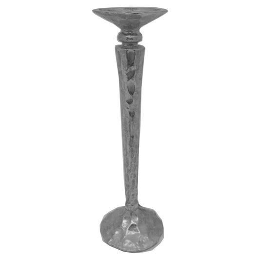 Silver Hammered Effect Medium Candle Holder