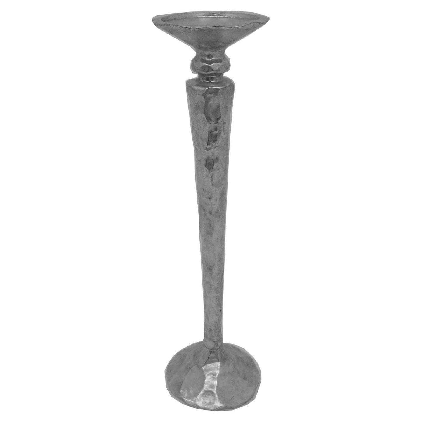 Silver Hammered Effect Large Candle Holder