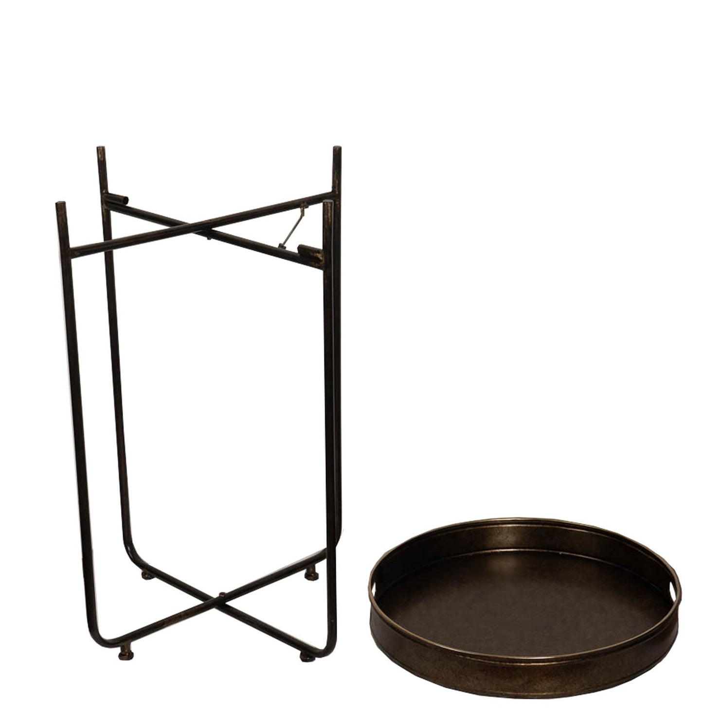 Tall Antique Bronze Tray With Stand