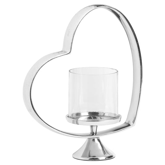 Heart Shaped Nickel Plated Candle Holder