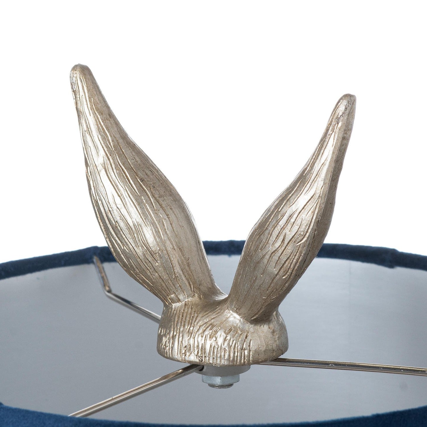 Silver Hare Table Lamp With Navy Shade