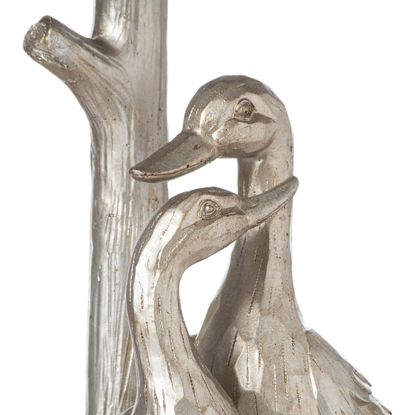 Silver Pair Of Ducks Table Lamps With Velvet Shade