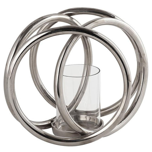 Farrah Collection Silver Four Ring  Pillar Candle Holder