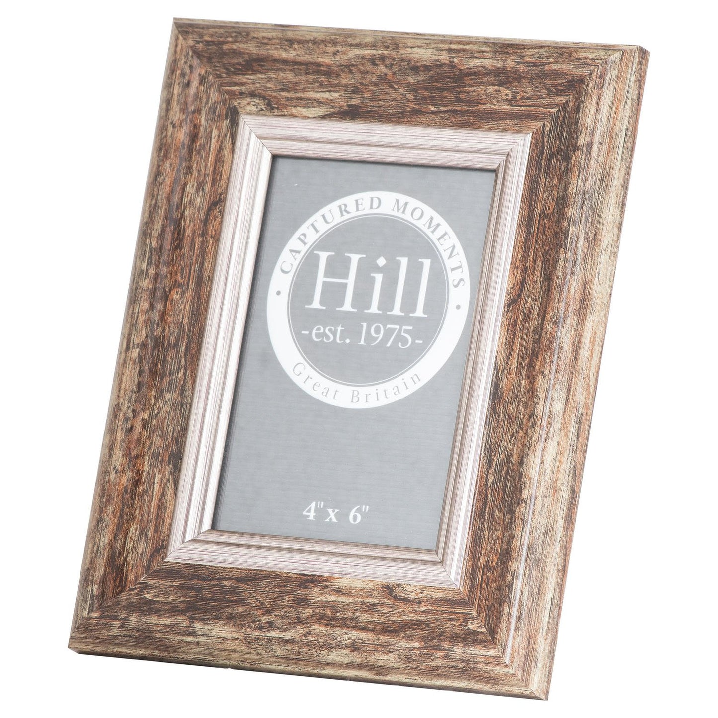 Distressed Wood With Silver Bevel 4X6 Photo Frame