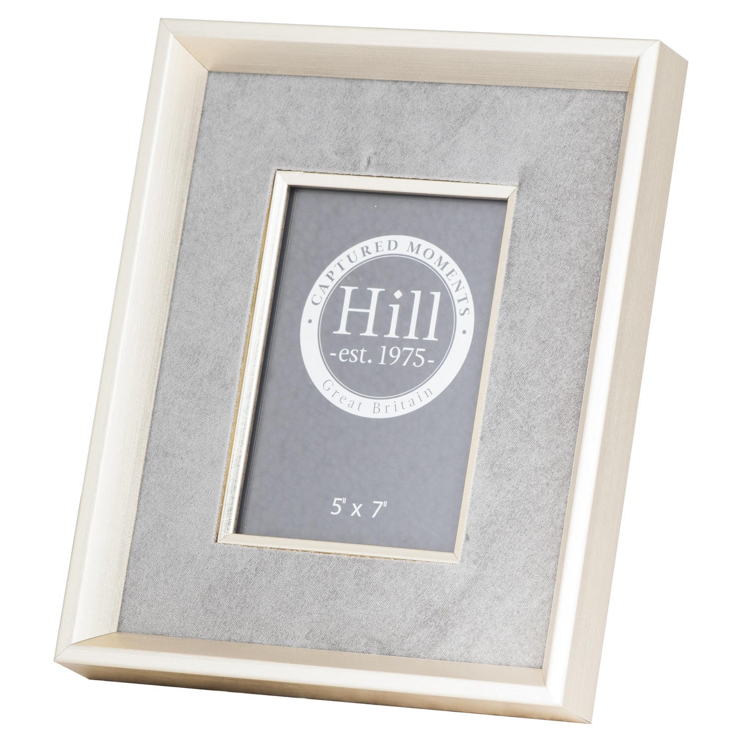 Antiqued Pewter Deep Framed  Grey Velvet 5X7 Photo Frame