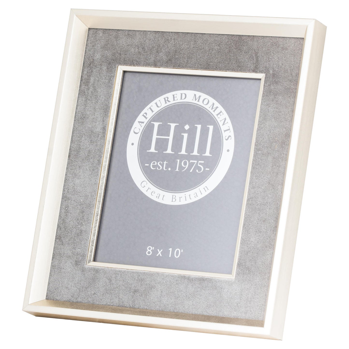 Antiqued Pewter Deep Framed  Grey Velvet 8X10 Photo Frame