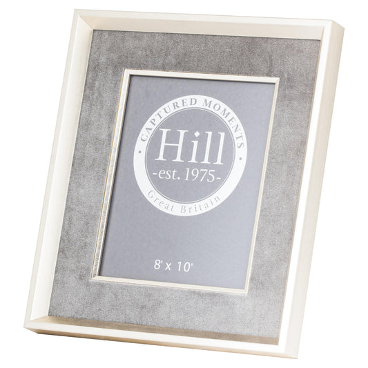 Antiqued Pewter Deep Framed  Grey Velvet 8X10 Photo Frame