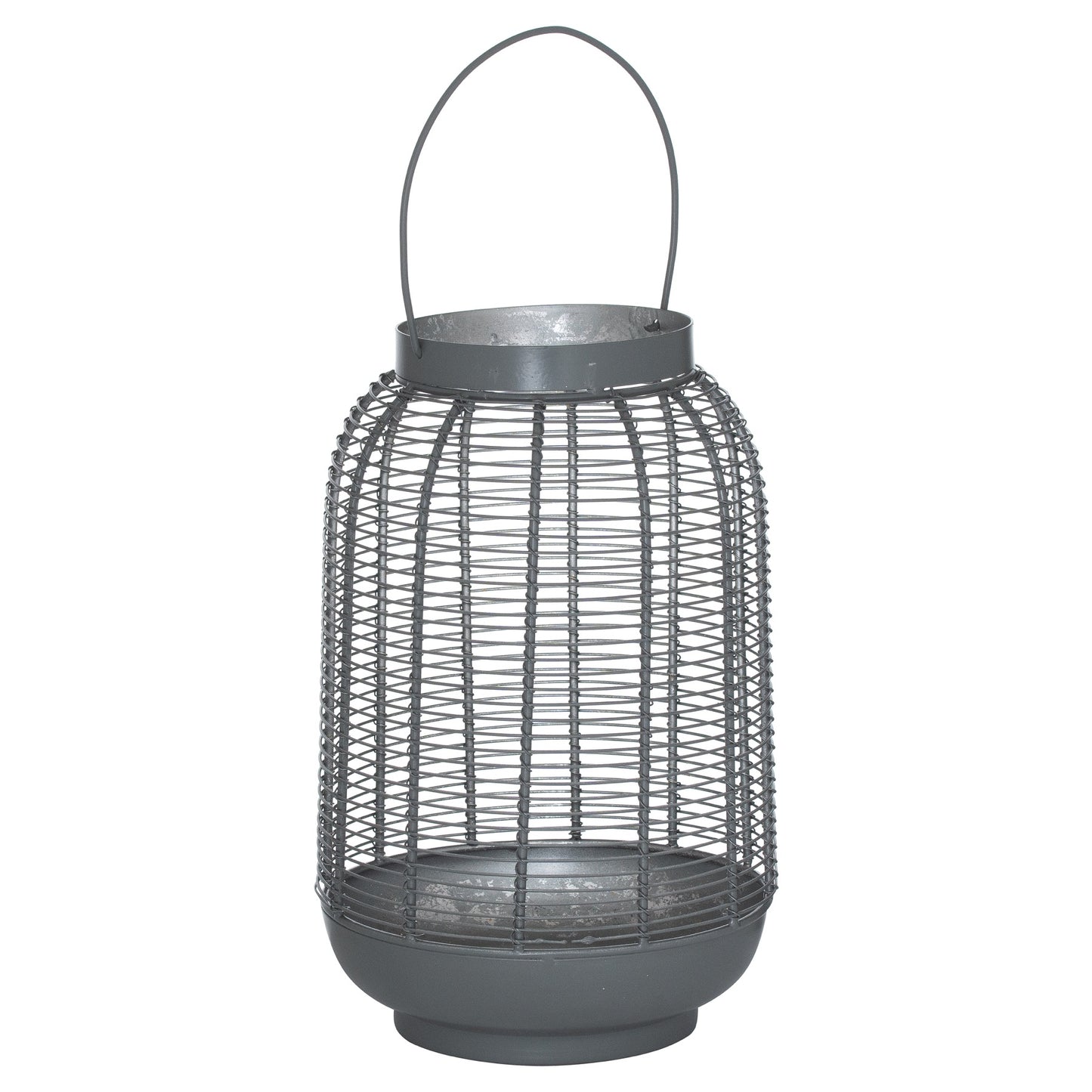 Medium Silver And Grey Glowray Wire Lantern