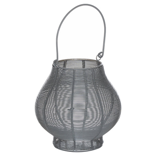 Medium Glowray Silver And Grey Bulbous Wire Lantern