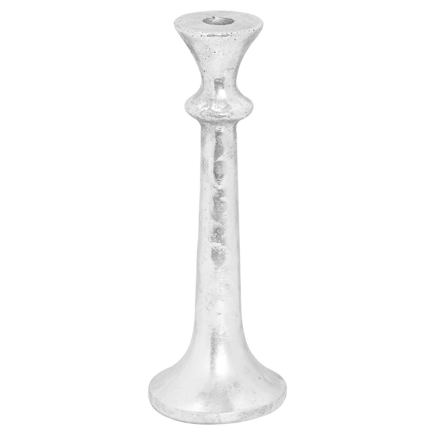 Silver Ceramic Collared Candle Holder