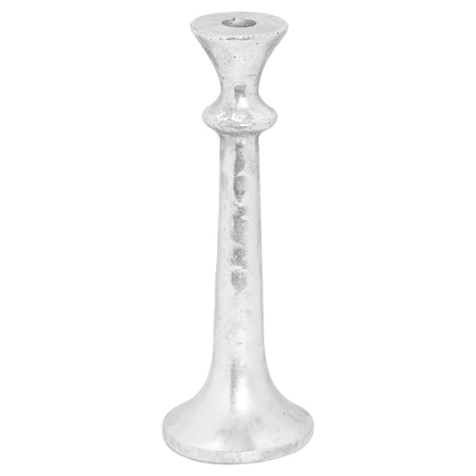 Silver Ceramic Collared Candle Holder