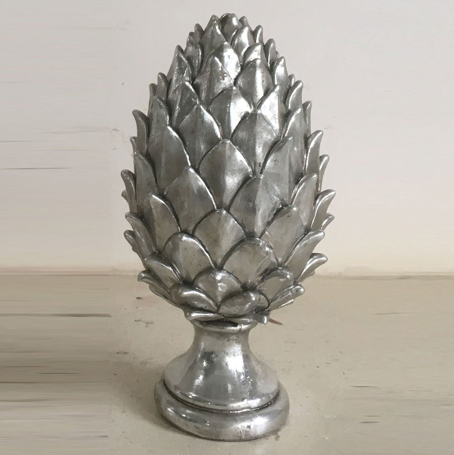 Tall Silver Pinecone Finial