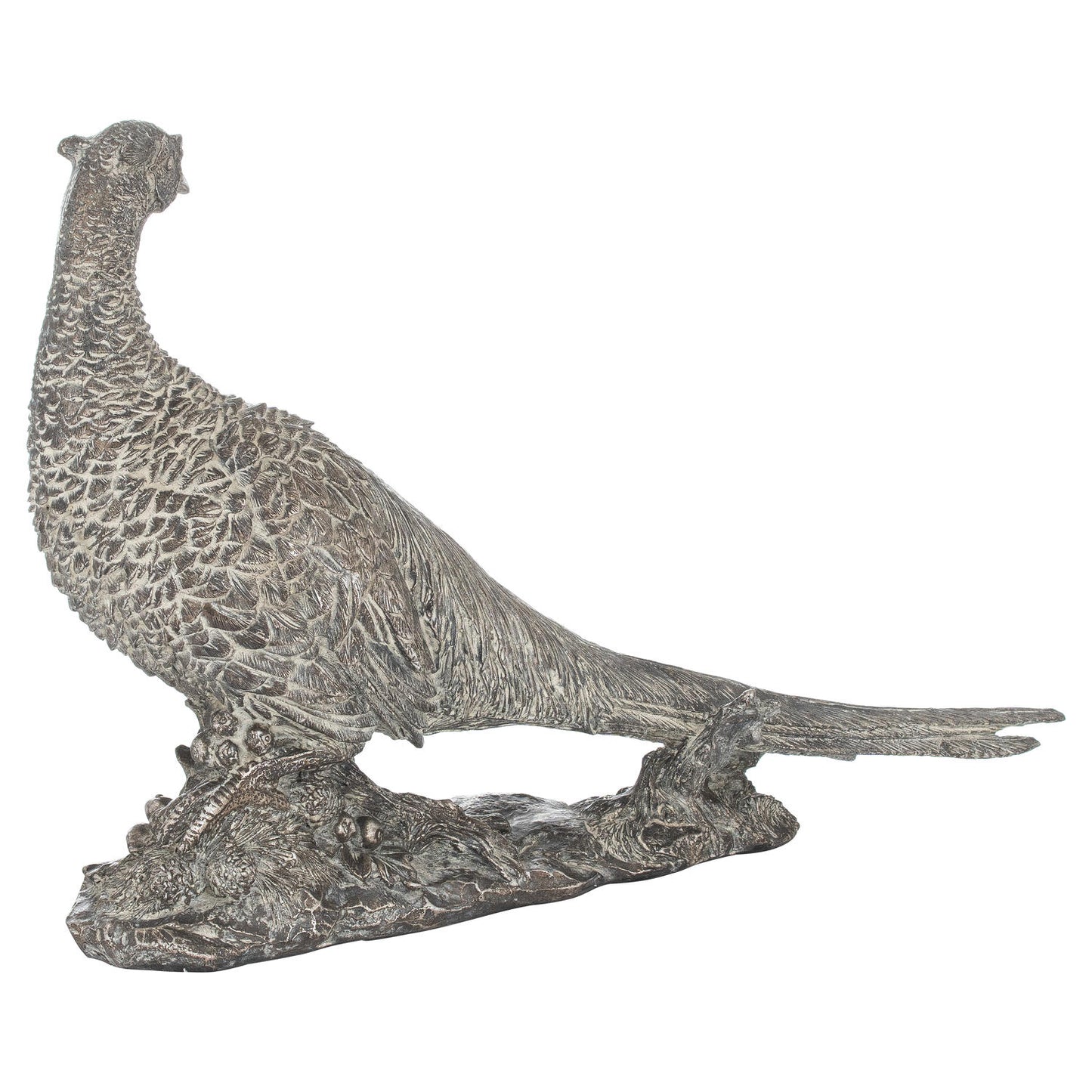 Antique Silver Cock Pheasant Ornament