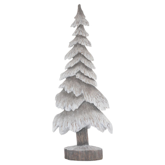 Carved Wood Effect Grey Large Snowy Tree