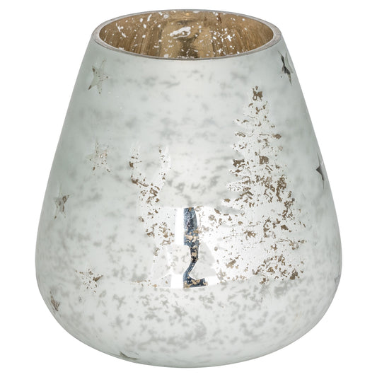 The Noel Collection White Forest Scene Large Candle Holder