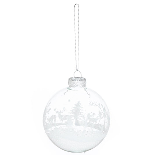 The Noel Collection Deer Scene Glitter Bauble