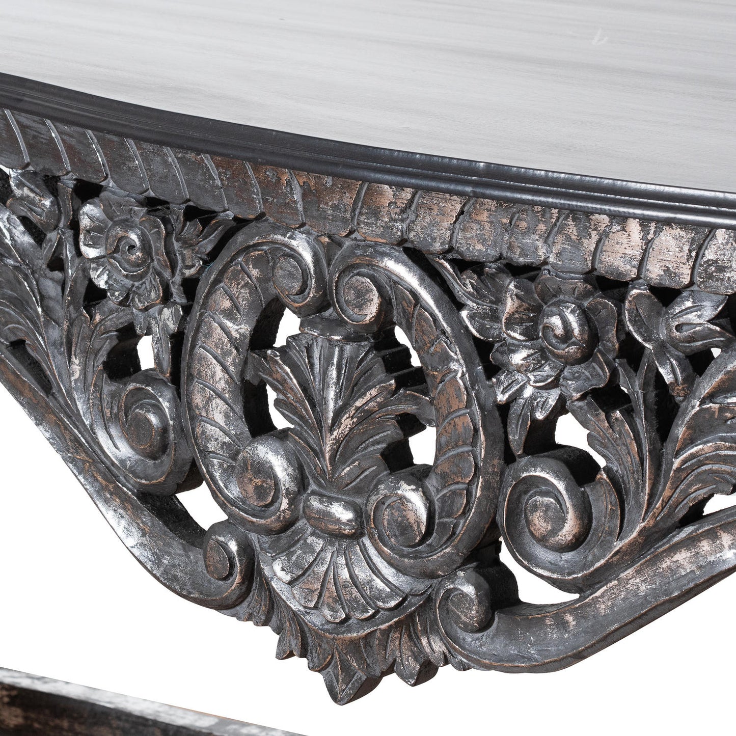 Hand Carved Louis Metallic Large Console Table